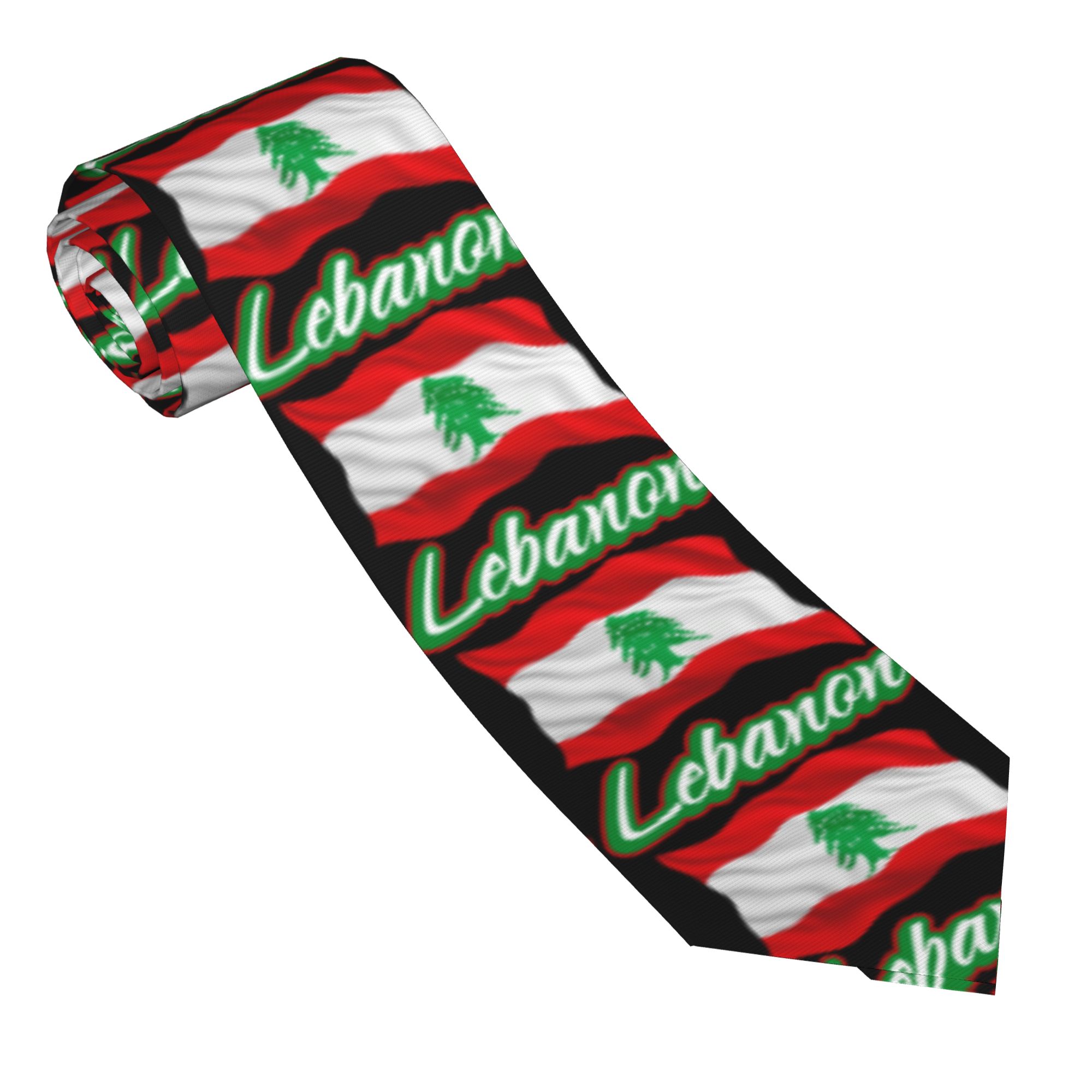 Men Accessories Lebanon - Dasi Bendera Lebanon untuk Pemakaian Sehari-hari,