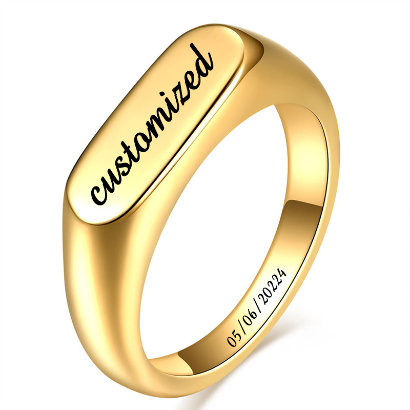 Men'S Minimalist Accessories - Cincin Signet baja tahan karat dapat
