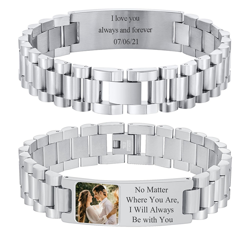 Men'S Accessories Watches - Gambar Kustom Teks Gelang Jam Tangan