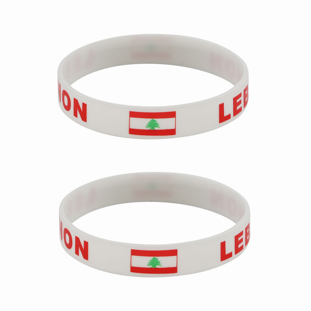 Men Accessories Lebanon - 2 buah gelang silikon bendera Lebanon