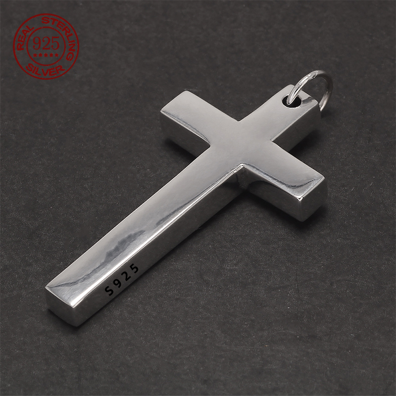 Men'S Minimalist Accessories - Liontin Salib Perak 925 Solid Asli