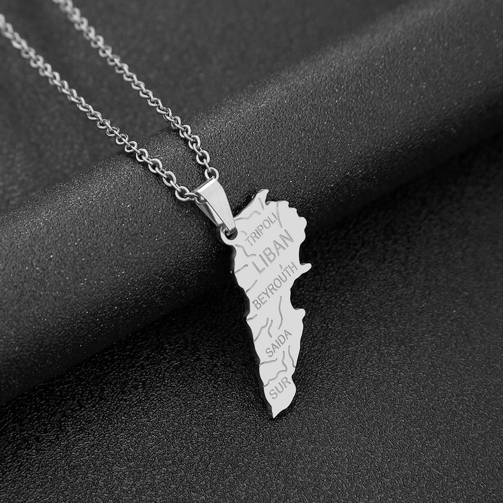 Kalung Peta Lebanon Baja Tahan - Men Accessories Lebanon ulasan dan harga