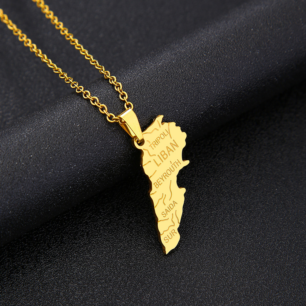 Kalung Peta Lebanon Baja Tahan - Men Accessories Lebanon ulasan dan harga