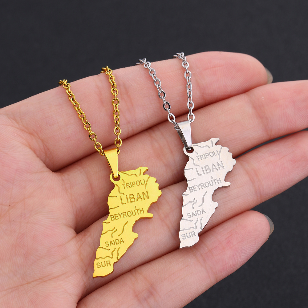 Kalung Peta Lebanon Baja Tahan - Men Accessories Lebanon ulasan dan harga